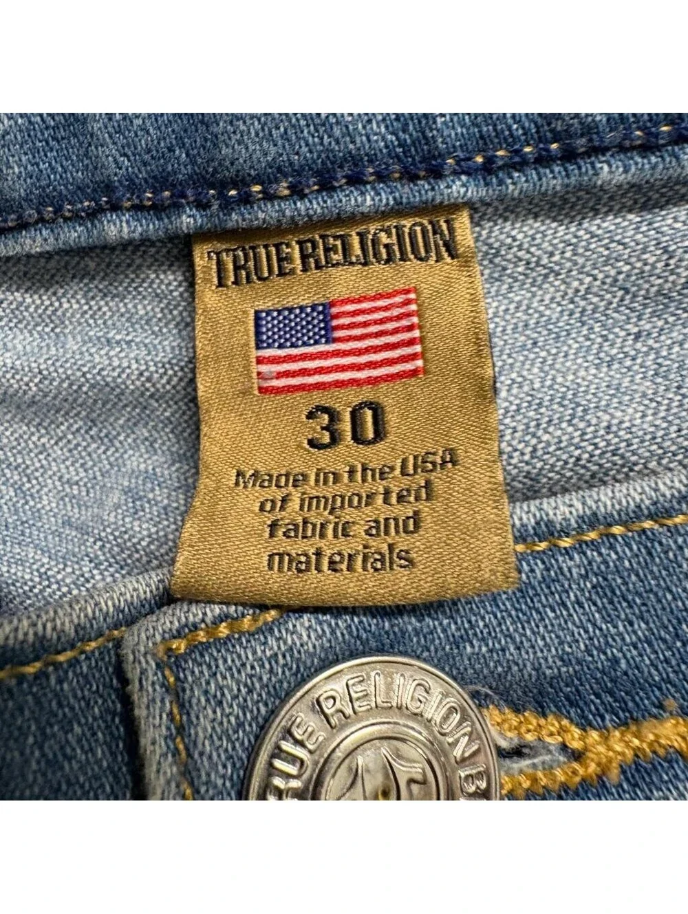 True Religion Audrey Slim Boyfriend Jeans Womens Size 30 Blue Denim Stretch USA
